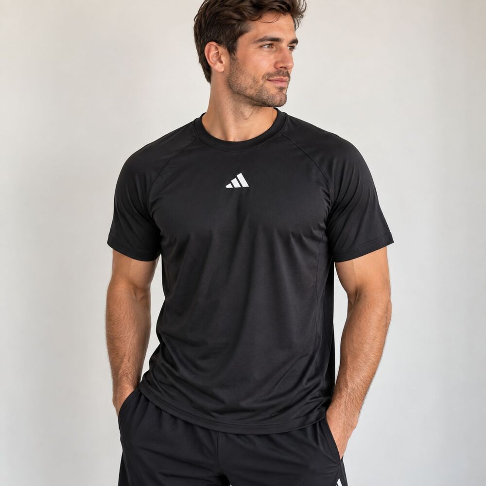 Adidas Gym+ Training Tee Mens M Black AEROREADY Performance Workout Shirt